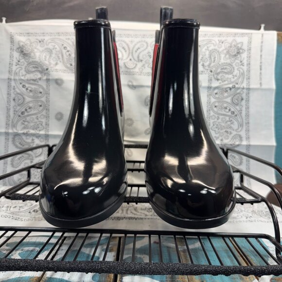 NEW Ralph Lauren Womens Rainboots Rubber boots Low Tally Black/Red Size 9B - Picture 3 of 10